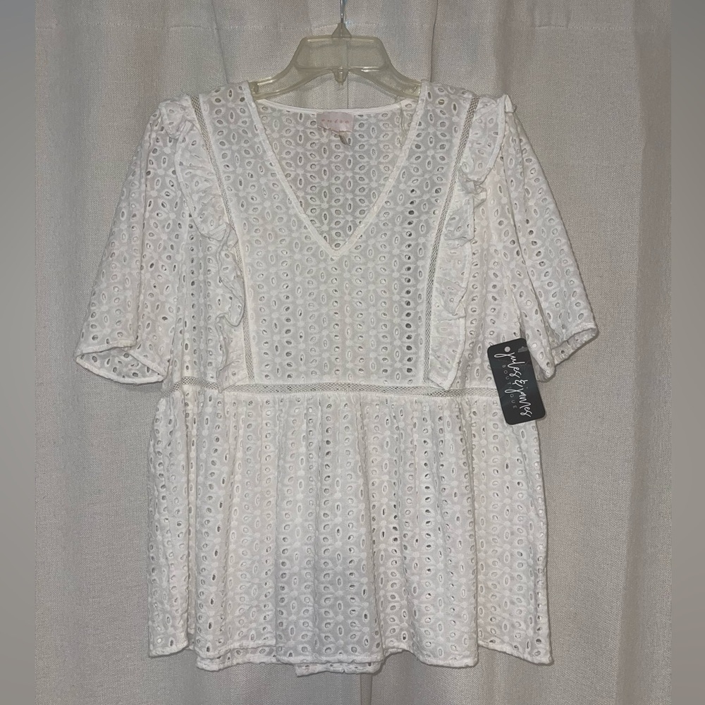 White Eyelet Embroidery Boutique Top